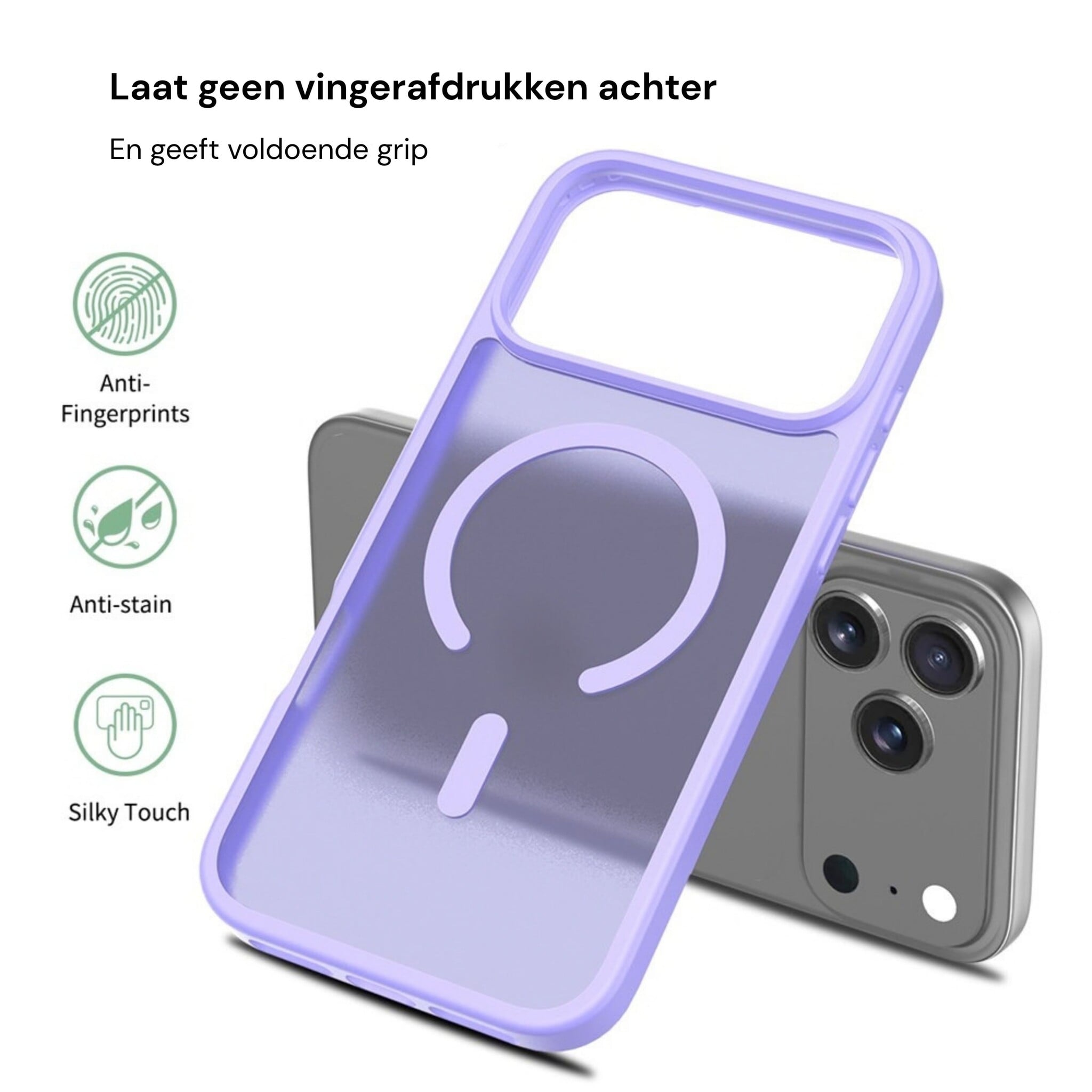 iPhone 18 Pro Max / iPhone 17 Pro Max backcover hoesje - Magnetic Case met MagSafe Ondersteuning - Schokbestendig PC + TPU - Camera Bescherming - Lila