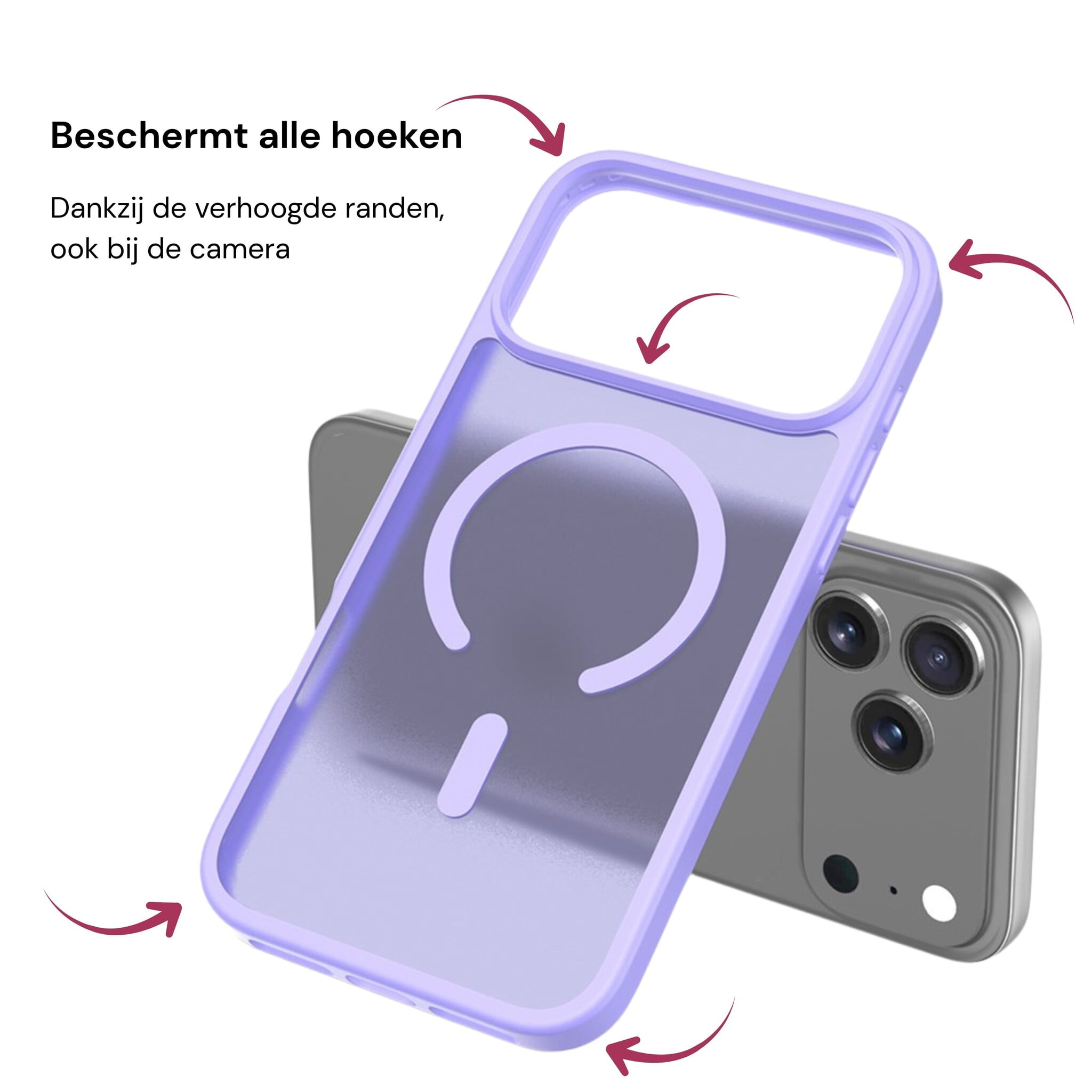 iPhone 18 Pro Max / iPhone 17 Pro Max backcover hoesje - Magnetic Case met MagSafe Ondersteuning - Schokbestendig PC + TPU - Camera Bescherming - Lila