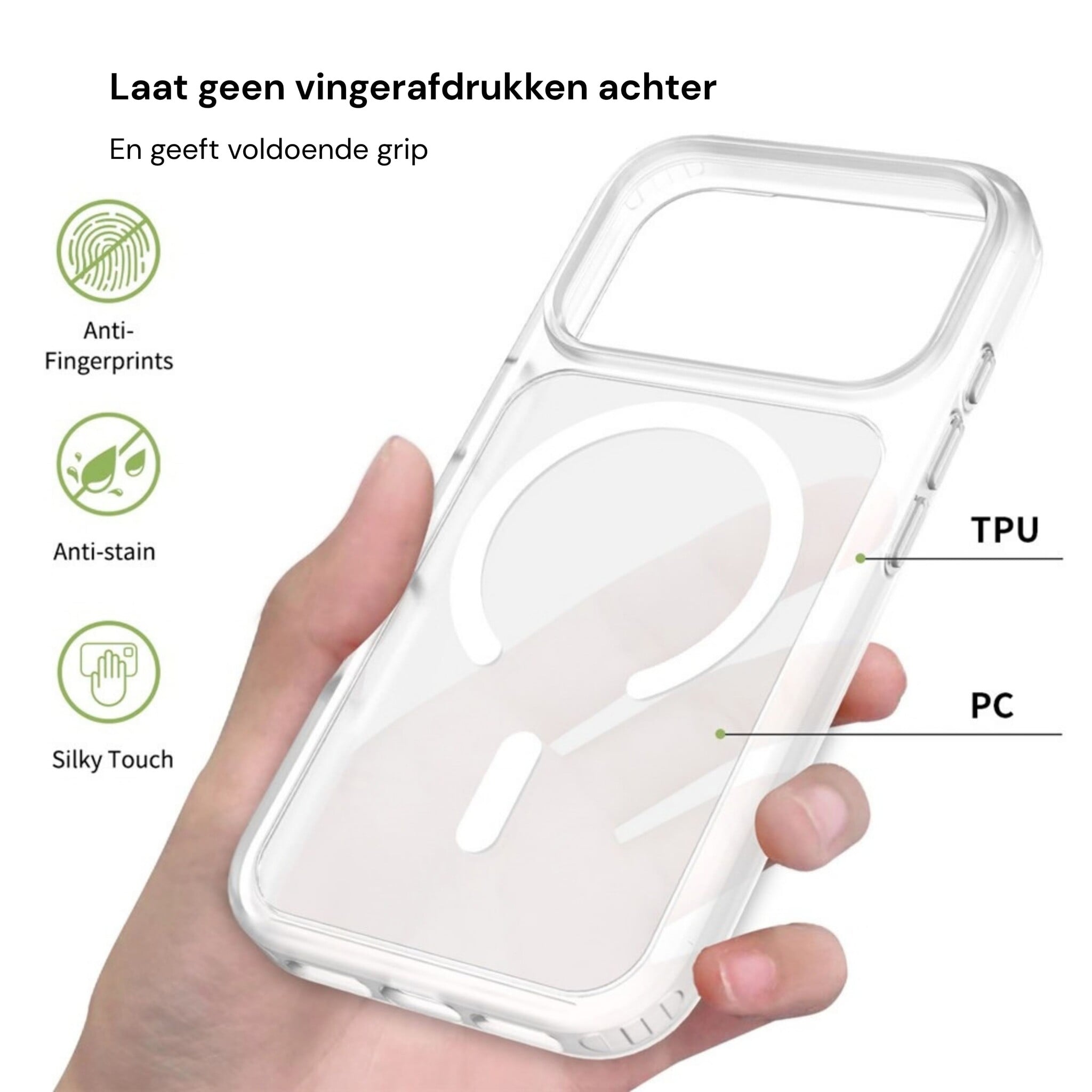 iPhone 18 Pro Max / iPhone 17 Pro Max backcover hoesje - Magnetic Case met MagSafe Ondersteuning - Schokbestendig PC + TPU - Camera Bescherming - Transparant