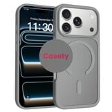 iPhone 18 Pro Max / iPhone 17 Pro Max backcover hoesje - Magnetic Case met MagSafe Ondersteuning - Schokbestendig PC + TPU - Camera Bescherming - Grijs