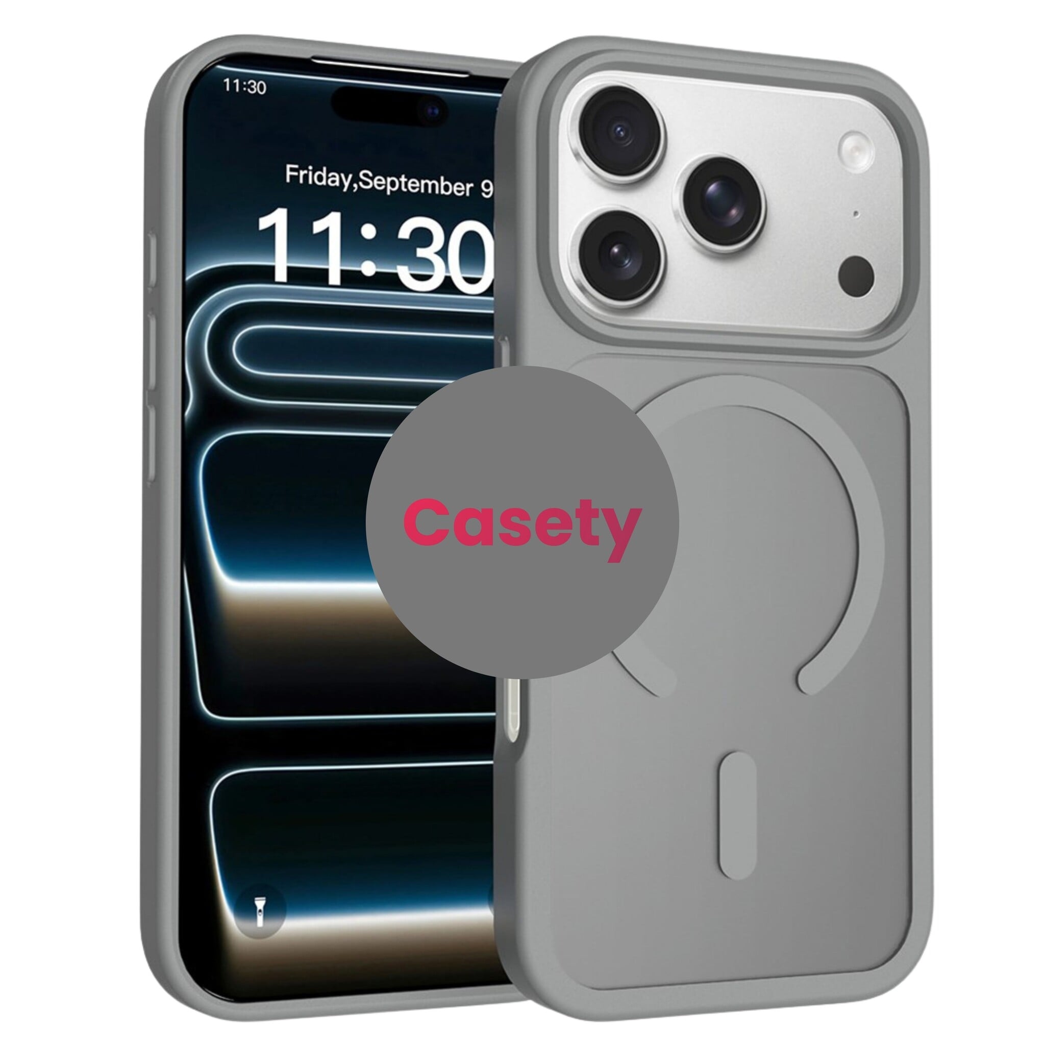 iPhone 18 Pro Max / iPhone 17 Pro Max backcover hoesje - Magnetic Case met MagSafe Ondersteuning - Schokbestendig PC + TPU - Camera Bescherming - Grijs
