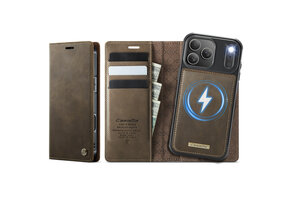 Caseme iPhone 18 Pro / iPhone 17 Pro Magsafe hoesje - afneembare bookcase - Coffee