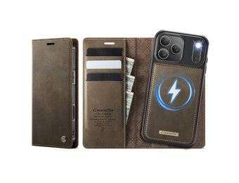 Caseme iPhone 18 Pro / iPhone 17 Pro Magsafe hoesje - afneembare bookcase - Coffee