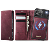 iPhone 18 Pro / 17 Pro hoesje met MagSafe en afneembare leren bookcase – Rood