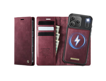 Caseme iPhone 18 Pro / iPhone 17 Pro Magsafe hoesje - afneembare bookcase - Rood