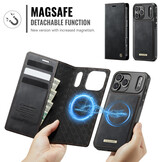 iPhone 18 Pro Max / 17 Pro Max hoesje met MagSafe en afneembare leren bookcase – Zwart
