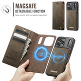 iPhone 18 Pro Max / 17 Pro Max hoesje met MagSafe en afneembare leren bookcase – Coffee