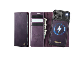 Caseme iPhone 18 Pro Max / iPhone 17 Pro Max Magsafe hoesje - afneembare bookcase - Paars