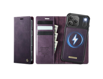 Caseme iPhone 18 Pro Max / iPhone 17 Pro Max Magsafe hoesje - afneembare bookcase - Paars