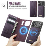 iPhone 18 Pro Max / 17 Pro Max hoesje met MagSafe en afneembare leren bookcase – Paars