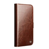 iPhone 18 Pro / iPhone 17 Pro luxe echt leren bookcase hoesje - Magnetische sluiting - Donkerbruin