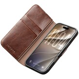 iPhone 18 Pro Max / iPhone 17 Pro Max luxe echt leren bookcase hoesje - Magnetische sluiting - Donkerbruin