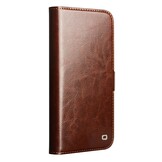 iPhone 18 Pro Max / iPhone 17 Pro Max luxe echt leren bookcase hoesje - Magnetische sluiting - Donkerbruin