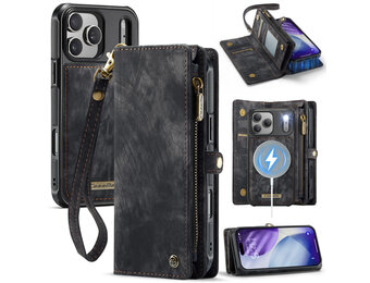 Caseme iPhone 18 Pro Max / iPhone 17 Pro Max afneembare hoes 2 in 1 portemonnee - Zwart