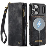 iPhone 18 Pro Max / iPhone 17 Pro Max afneembare 2 in 1 portemonnee hoes & backcover - Zwart