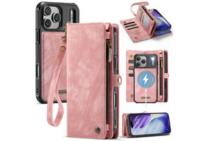 Caseme iPhone 18 Pro Max / iPhone 17 Pro Max afneembare hoes 2 in 1 portemonnee - Lichtroze