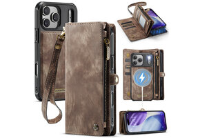 Caseme iPhone 18 Pro Max / iPhone 17 Pro Max afneembare hoes 2 in 1 portemonnee - Bruin