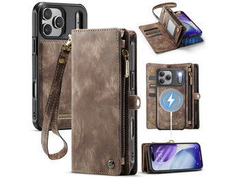 Caseme iPhone 18 Pro Max / iPhone 17 Pro Max afneembare hoes 2 in 1 portemonnee - Bruin