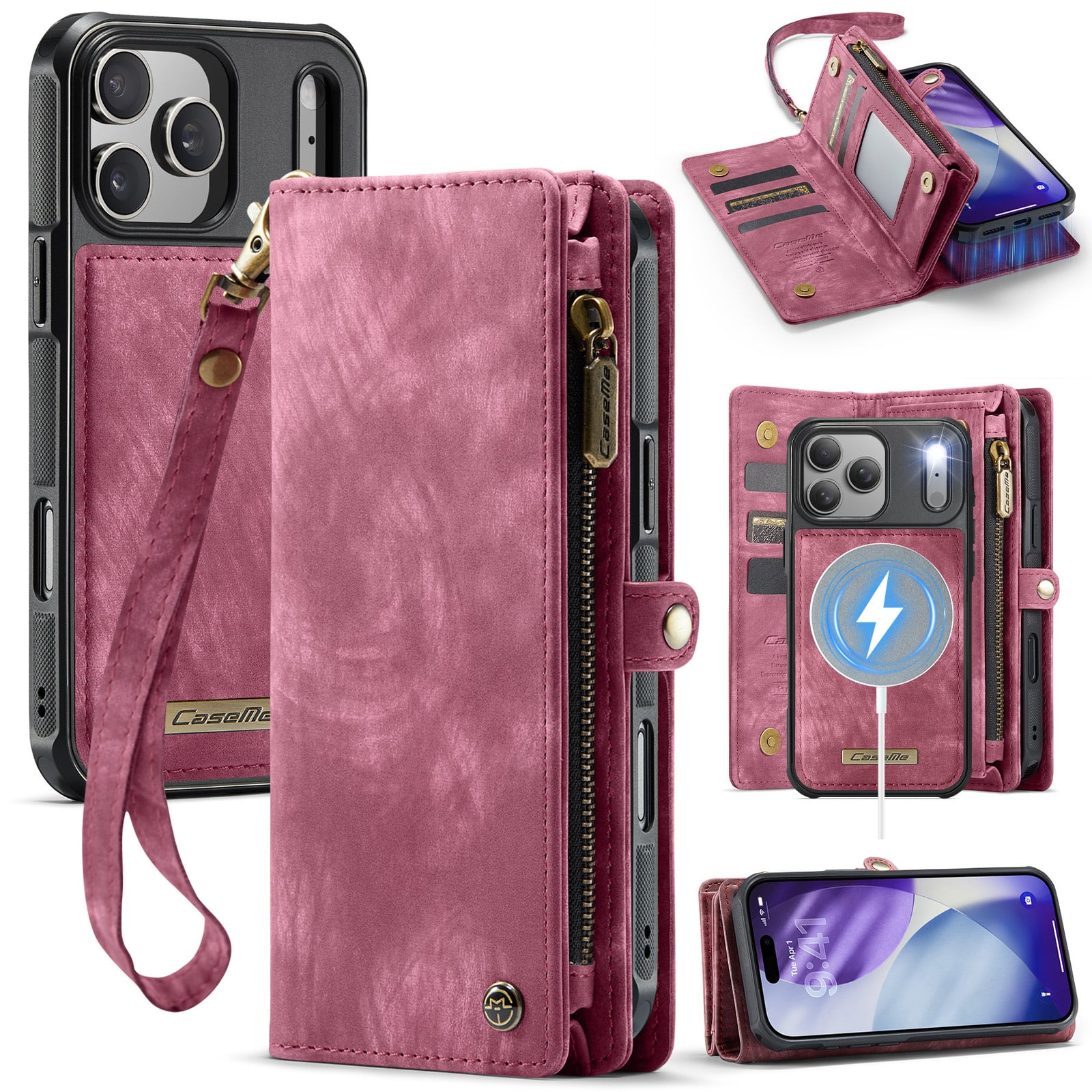 iPhone 18 Pro Max / iPhone 17 Pro Max afneembare 2 in 1 portemonnee hoes & backcover - Rood