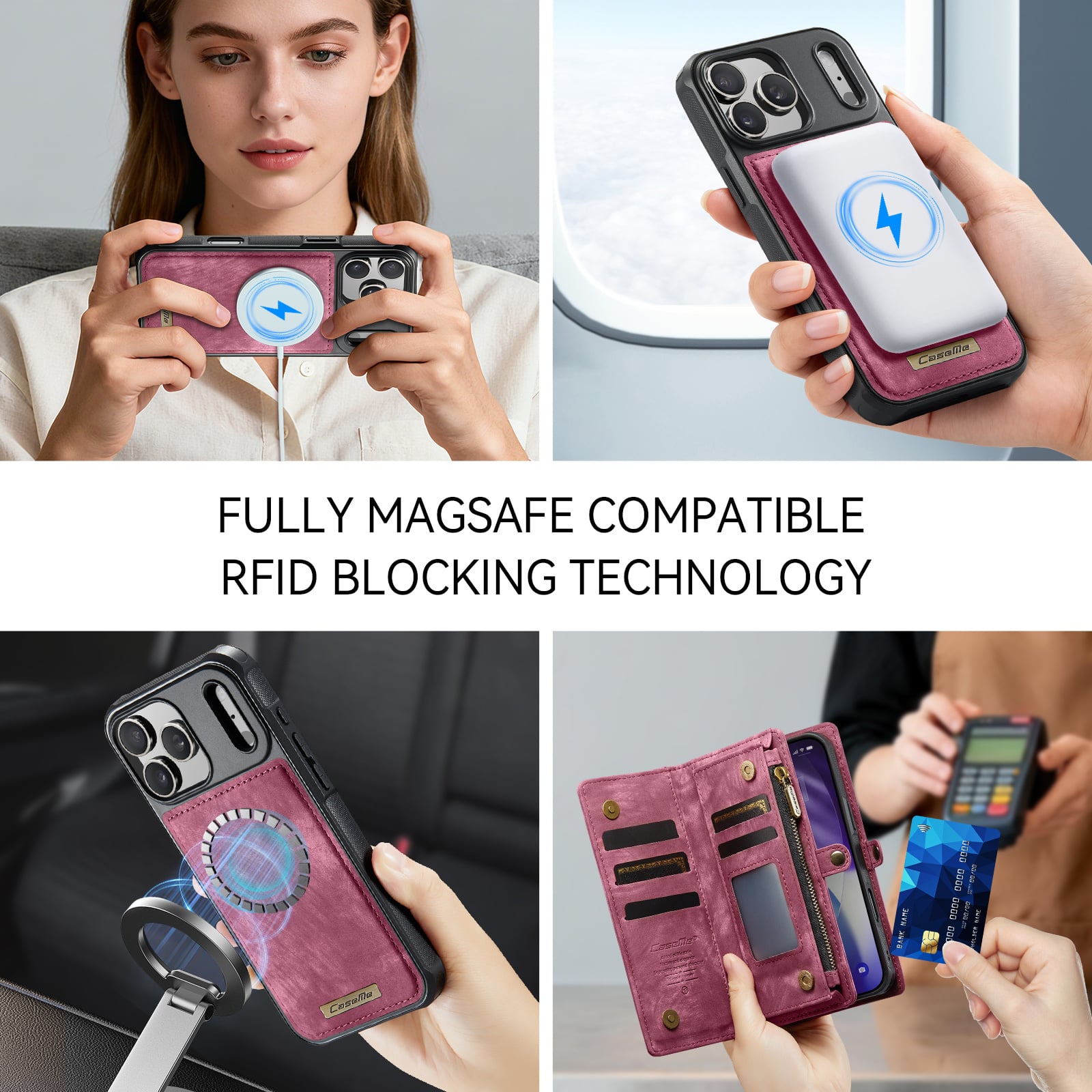 iPhone 18 Pro Max / iPhone 17 Pro Max afneembare 2 in 1 portemonnee hoes & backcover - Rood