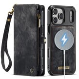 iPhone 18 Pro / iPhone 17 Pro afneembare 2 in 1 portemonnee hoes & backcover - Zwart