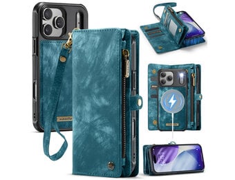 Caseme iPhone 18 Pro / iPhone 17 Pro afneembare hoes 2 in 1 portemonnee - Petrol