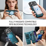 iPhone 18 Pro / iPhone 17 Pro afneembare 2 in 1 portemonnee hoes & backcover - Petrol
