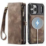 iPhone 18 Pro / iPhone 17 Pro afneembare 2 in 1 portemonnee hoes & backcover - Bruin
