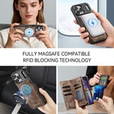 iPhone 18 Pro / iPhone 17 Pro afneembare 2 in 1 portemonnee hoes & backcover - Bruin