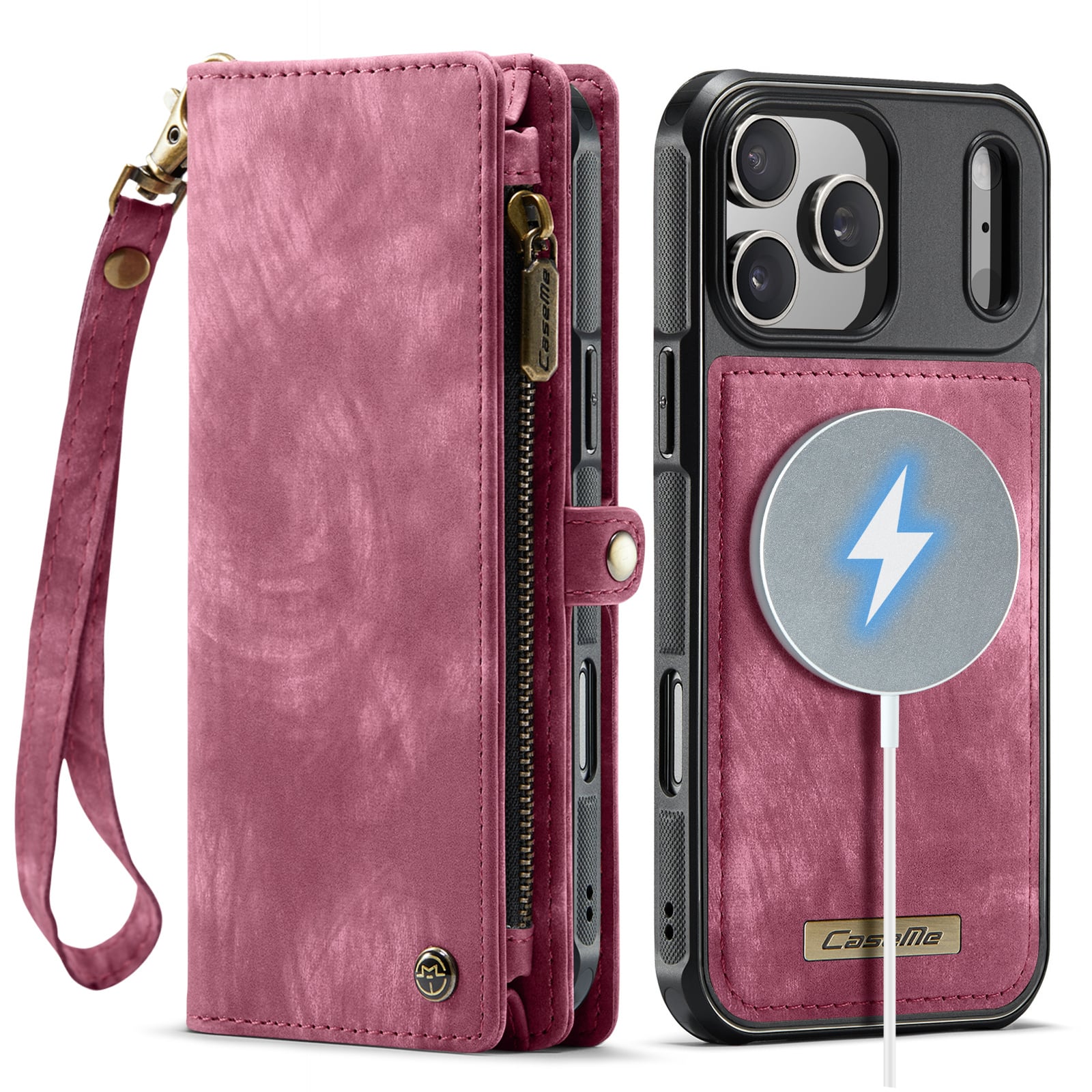iPhone 18 Pro / iPhone 17 Pro afneembare 2 in 1 portemonnee hoes & backcover - Rood