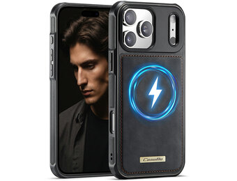 Caseme iPhone 18 Pro Max / iPhone 17 Pro Max Magnetisch leren TPU backcover - Zwart