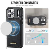 iPhone 18 Pro Max / iPhone 17 Pro Max Magnetisch leren TPU backcover met verhoogde camerarand - Zwart