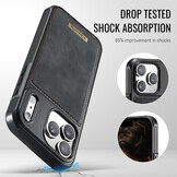 iPhone 18 Pro Max / iPhone 17 Pro Max Magnetisch leren TPU backcover met verhoogde camerarand - Zwart