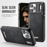 iPhone 18 Pro Max / iPhone 17 Pro Max Magnetisch leren TPU backcover met verhoogde camerarand - Zwart
