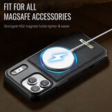 iPhone 18 Pro Max / iPhone 17 Pro Max Magnetisch leren TPU backcover met verhoogde camerarand - Zwart