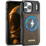 iPhone 18 Pro Max / iPhone 17 Pro Max Magnetisch leren TPU backcover met verhoogde camerarand - Bruin