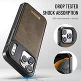iPhone 18 Pro Max / iPhone 17 Pro Max Magnetisch leren TPU backcover met verhoogde camerarand - Bruin