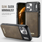 iPhone 18 Pro Max / iPhone 17 Pro Max Magnetisch leren TPU backcover met verhoogde camerarand - Bruin
