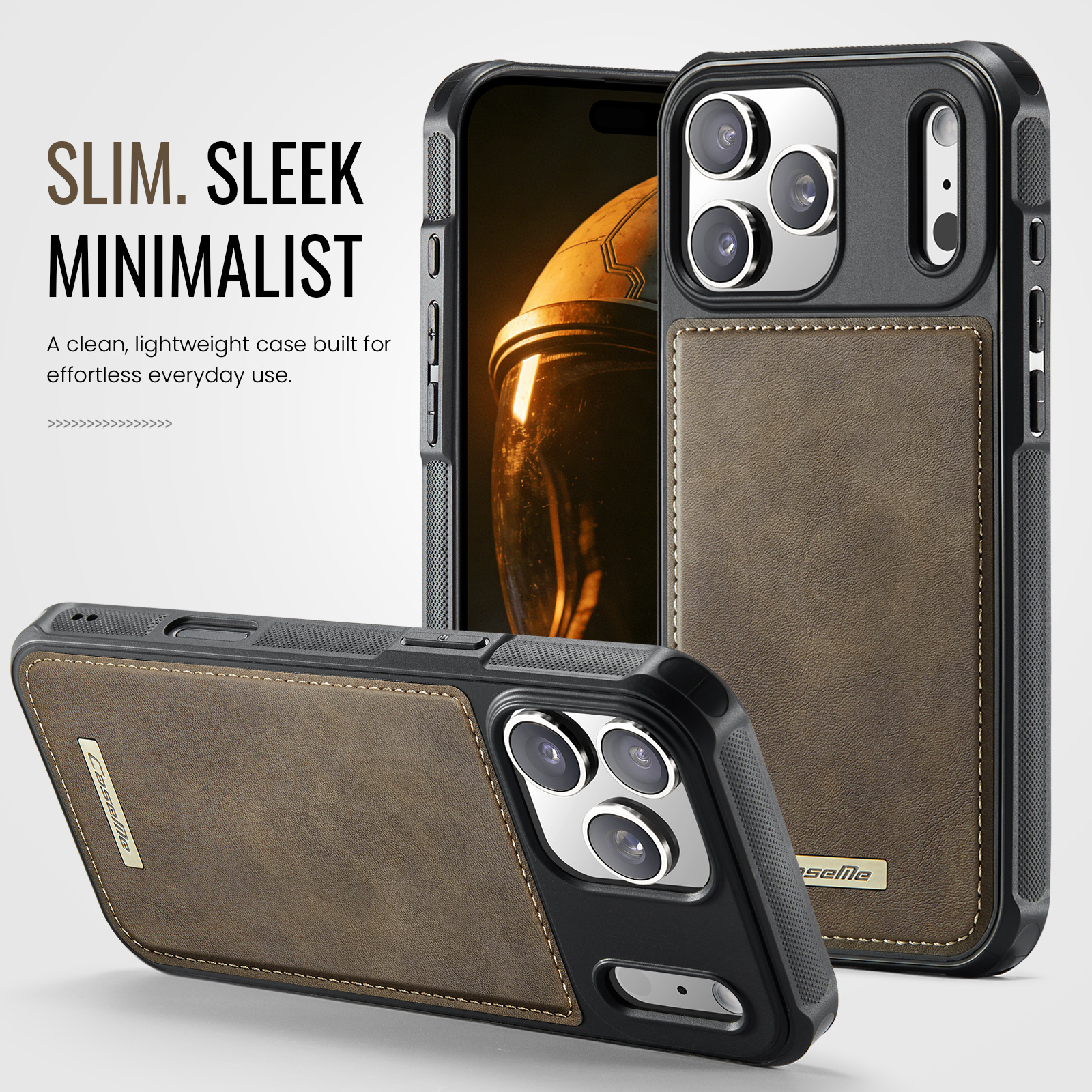 iPhone 18 Pro Max / iPhone 17 Pro Max Magnetisch leren TPU backcover met verhoogde camerarand - Bruin