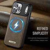 iPhone 18 Pro Max / iPhone 17 Pro Max Magnetisch leren TPU backcover met verhoogde camerarand - Bruin