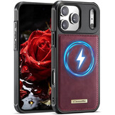 iPhone 18 Pro Max / iPhone 17 Pro Max Magnetisch leren TPU backcover met verhoogde camerarand - Rood