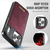 iPhone 18 Pro Max / iPhone 17 Pro Max Magnetisch leren TPU backcover met verhoogde camerarand - Rood