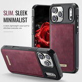 iPhone 18 Pro Max / iPhone 17 Pro Max Magnetisch leren TPU backcover met verhoogde camerarand - Rood