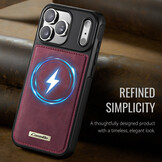 iPhone 18 Pro Max / iPhone 17 Pro Max Magnetisch leren TPU backcover met verhoogde camerarand - Rood