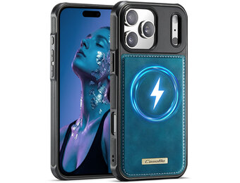 Caseme iPhone 18 Pro Max / iPhone 17 Pro Max Magnetisch leren TPU backcover - Petrol