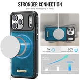 iPhone 18 Pro Max / iPhone 17 Pro Max Magnetisch leren TPU backcover met verhoogde camerarand - Petrol