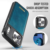 iPhone 18 Pro Max / iPhone 17 Pro Max Magnetisch leren TPU backcover met verhoogde camerarand - Petrol