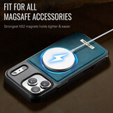 iPhone 18 Pro Max / iPhone 17 Pro Max Magnetisch leren TPU backcover met verhoogde camerarand - Petrol