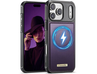 Caseme iPhone 18 Pro Max / iPhone 17 Pro Max Magnetisch leren TPU backcover - Paars