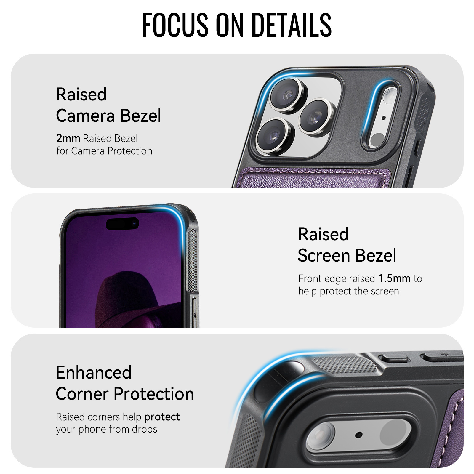 iPhone 18 Pro Max / iPhone 17 Pro Max Magnetisch leren TPU backcover met verhoogde camerarand - Paars
